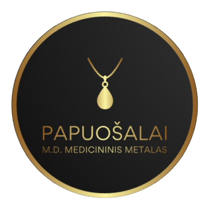 Paauksuoti medicininio metalo ir nerūdijančio plieno papuošalai.